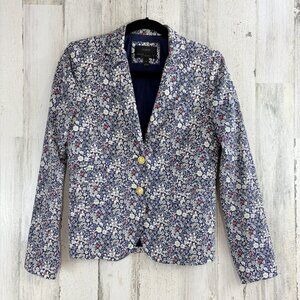 J Crew Liberty of London Blazer Sz 2 Schoolboy Blue Floral June's Meadow Womens
